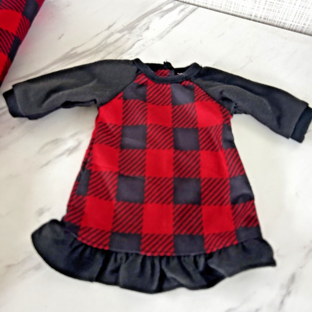 Girl & 18" Doll Matching Nightgowns Pajamas XS 4/5‎ Red & Black Plaid New BxI - Picture 2 of 4